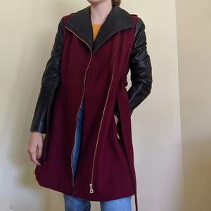 Guess Maroon & Leather jacket
